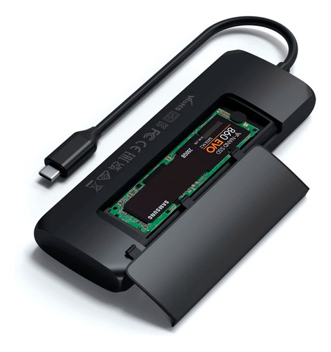 Hub Usb-c C/ Puerto Ssd Nvme M.2 Hdmi 4k 60hz Negro Para Mac