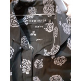 Camisa New Astor Negra Con Flores Talle L 