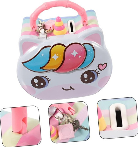 Alcancia Caja Fuerte Infantil De Unicornio Kawaii 