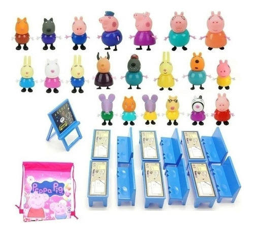 Lazhu Conjunto De 34 Muñecas Peppa Pig Familia Muñecas [ [u]