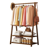 Rack Organizador Ropa Closet Percheros De Madera 118cm Ancho