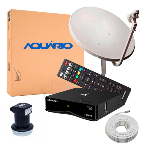 Kit Completo Parabolica Digital Aquario Antena Receptor Cabo