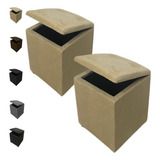 Kit 2 Puff Banqueta Quadrado Baú Organizador Decorativo 