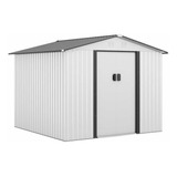 Cobertizo De Almacenamiento Exteriores Metal 8x8ft Blanco