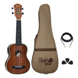 Kt Ukulele Seizi Maui Plus Soprano Elétrico Tobacco Completo