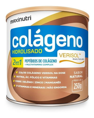 Colágeno Hidrolisado Verisol® 2em1 Antirrugas 250g Maxinutri