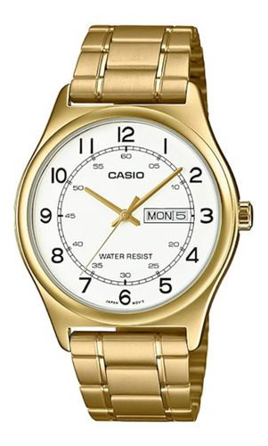 Reloj Casio Mtp V006g Acero Inoxidable Dorado Fechador