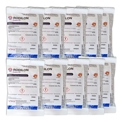 Paquete 10 Pzas Rodilon Pellets Sd Raticida Sobre 25 Gr | Envío gratis