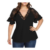 Blusas De Moda Para Mujer De Talla Grande De Gasa Con Cuello