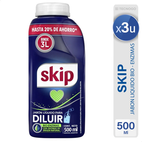 Jabón Líquido Skip Bioenzimas Doypack Pack X3 - Mejor Precio