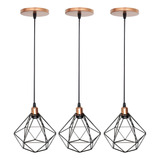  Agp Ilumini Diamante Luxo-183500 Cobre Rose/preto 3 Pendentes Aramado Preto Industrial Diamante Cobre Rose Cor Cobre Rose Gold/preto 110v/220v