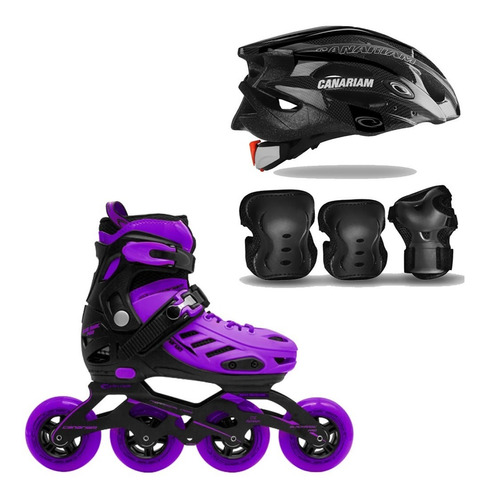 Patines Canariam Blackmagic Pro Plus Morado + Kit + Casco