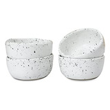 Set De 4 Cuencos De Cerámica Para Salsa, Blancos Moteados