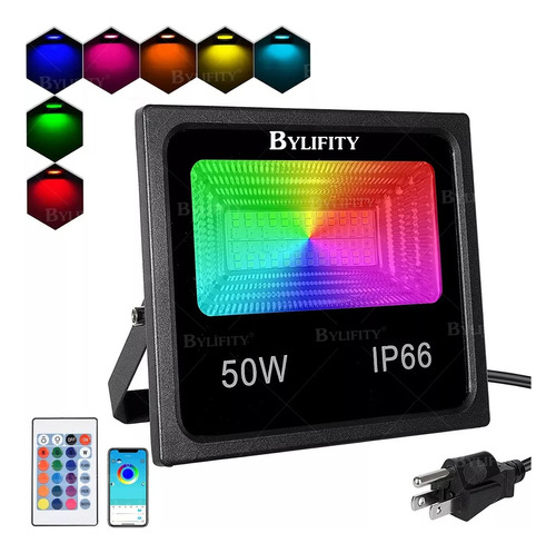 Reflectores Led Rgb De 50w Bylifity Ip66 Para Exterior