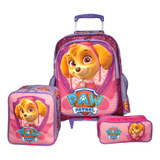 Kit Mochila Escolar De Rodinhas Infantil Skye Brilhos Tam G