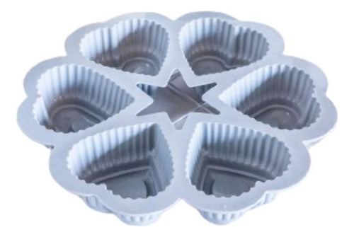 Molde Muffins Forma De Corazon De Silicona Gris X6 25x4.6cm