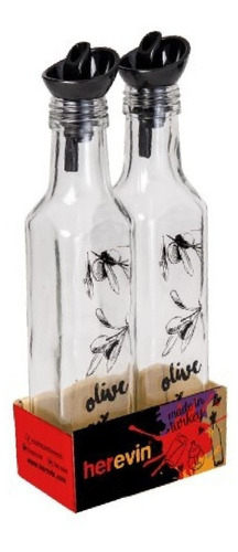 Set Botellas Vidrio Aceite Vinagre Olive Oil 250cc Herevin