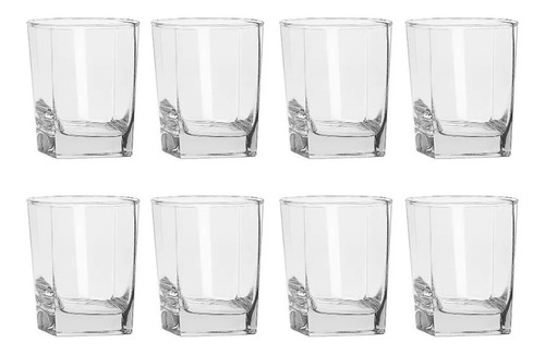 Vaso De Vidrio Agua Cuadrado City 360 Ml 8 Piezas