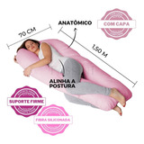 Travesseiro De Corpo Gigante Formato U Com Fronha Cinza 