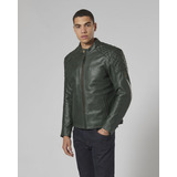 Jaqueta Triumph De Couro Masculino Braddan Verde Tamanho P