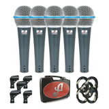 Kit 5 Microfones Dinâmicos Arcano Osme-8 Kit Xlr-xlr Maleta