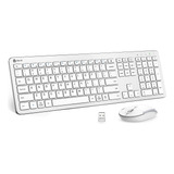 Combo Teclado Y Mouse Inalambricos Diseno Ergonomico Blanco