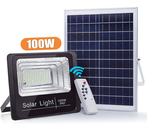 Reflector Solar 100w Lampara Led Panel Solar Control Remoto