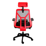 Silla Tokio Ergonómico Mesh Cabezal Regulable Full Baires4 Color Rojo Material Del Tapizado Tela/mesh