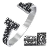 Gungneer Viking Mens Rune Cuff Brazalete De Acero Inoxidable