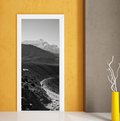 Vinilo Para Puerta Montaña Decoracion Paisaje Cielo Agua M10