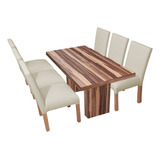 Juego Mesa Comedor Rectangular Db 160x80 + 6 Sillas Ecocuero