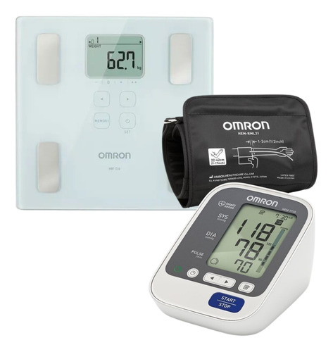 Combo Omron Balanza Digital Hbf 226 + Tensiómetro Hem-7130