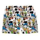 Short Masculino Praia Estampa Pato Donald Pateta Moda Verâo