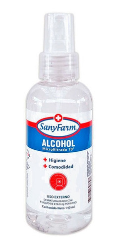 Alcohol Spray Líquido Microfiltrado 70° 140 Ml. Sanyfarm