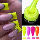 6 Esmaltes Neon E Pastel Led Uv Para Cabine Kit Unhas Em Gel