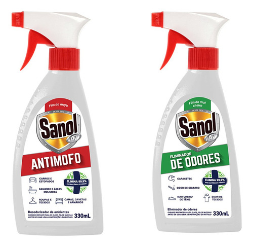 Combo 1 Eliminador De Odores E 1 Anti Mofo Sanol A7 330ml