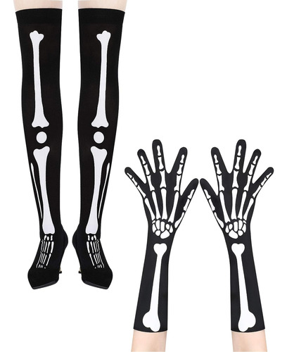 Juego 2pares Guante Esqueleto Halloween Calcetines Esqueleto