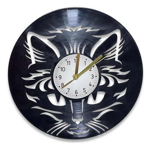 Reloj De Pared Gatito Disco Vinilo Vintage Calado Laser 