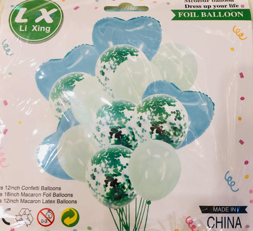 Set 14 Globos Metalizados Estrella Transparente Confetti