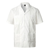 White Shirt Cubana Guayabera Elegant Borda Grande Sale