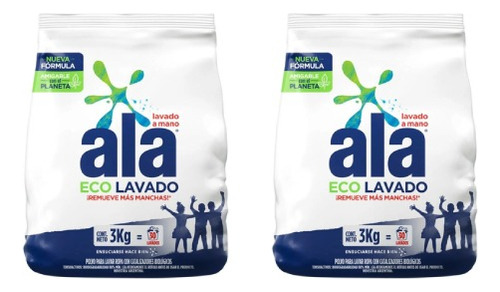 Jabon En Polvo Lavado A Mano Eco Lavado Ala 3kg Pack X2