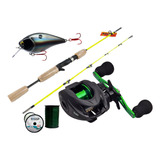 Combo Pesca Bait Kayak Reel Huevito + Caña + Nylon Oferta