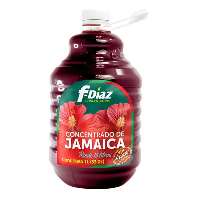 Concentrado Agua De Jamaica F-diaz 1l Sin Azúcar Fruta Natural Bebida Refrescante Rinde 15 Litros Ideal Para Preparar Aguas Frescas Sabor Intenso Práctico Para Hogar Negocio