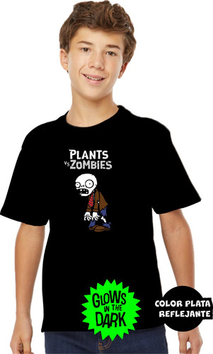 Playera Plantas Zombie1 Para Niños Brilla Oscuridad