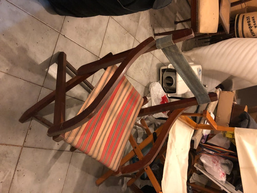 Cadeira  Espreguiçadeira De Madeira Dobrável Antiga 
