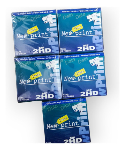 Pack 50 Diskettes New Print 3.5  5 Cajas 10 Piezas Mf 2hd 