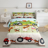 Juego De Ropa De Cama De Tractor Para Niños De Tamaño Mat.