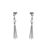 Aretes Largos De Plata 925 Y Perla Natural Mujer Agálea  