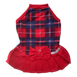 Roupa Cães Lolô - Cachorro - Fêmea - Xadrez Vermelho E Azul