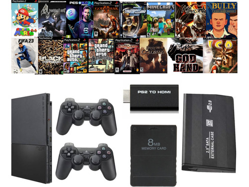 Playstation Ps2 Opl Com Hd 120 Gb 2 Controles (sem Leitor)